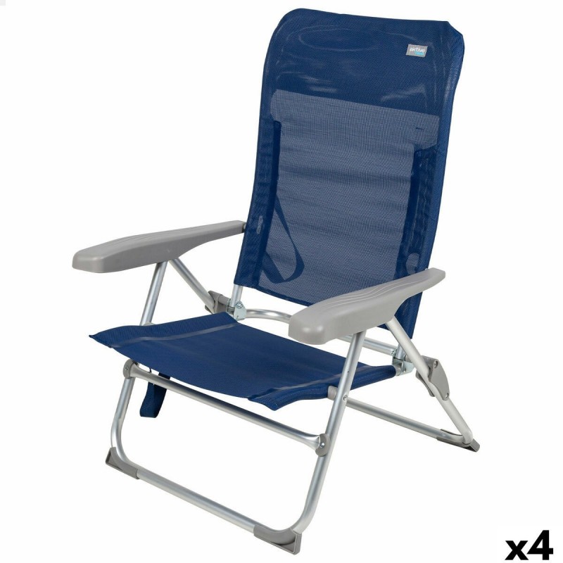 Sedia da Spiaggia Aktive Blu Marino 47 x 89 x 56 cm (4 Unità)
