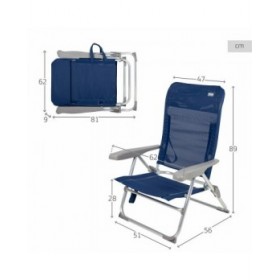Sedia da Spiaggia Aktive Blu Marino 47 x 89 x 56 cm (4 Unità)