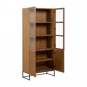 Stand Espositore MARIGNI Nero Naturale Cristallo Ferro Legno MDF 84,5 x 42,5 x 198 cm