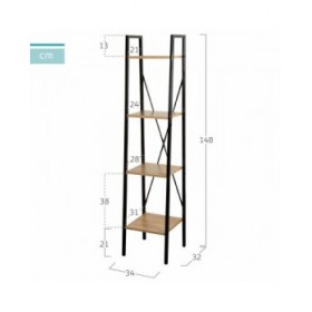 Scaffale Max Home Acciaio Melammina Truciolare 34 x 148 x 32 cm