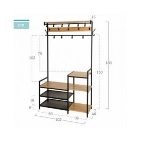 Appendiabiti con ripiano Max Home Acciaio Melammina Truciolare Minimalista 102 x 180 x 40 cm