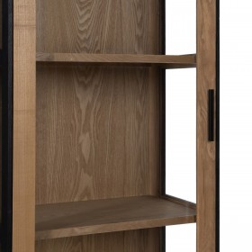 Stand Espositore ORLEANS Nero Naturale Cristallo Ferro Legno MDF 61 x 40 x 196 cm