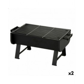 Barbecue Portatile Aktive Acciaio 45 x 25 x 30 cm Nero (2 Unità)