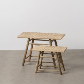 Tavolo aggiuntivo Naturale Bambù 60 x 32 x 41 cm 42 x 21,5 x 32 cm 2 Pezzi (2 Unità)