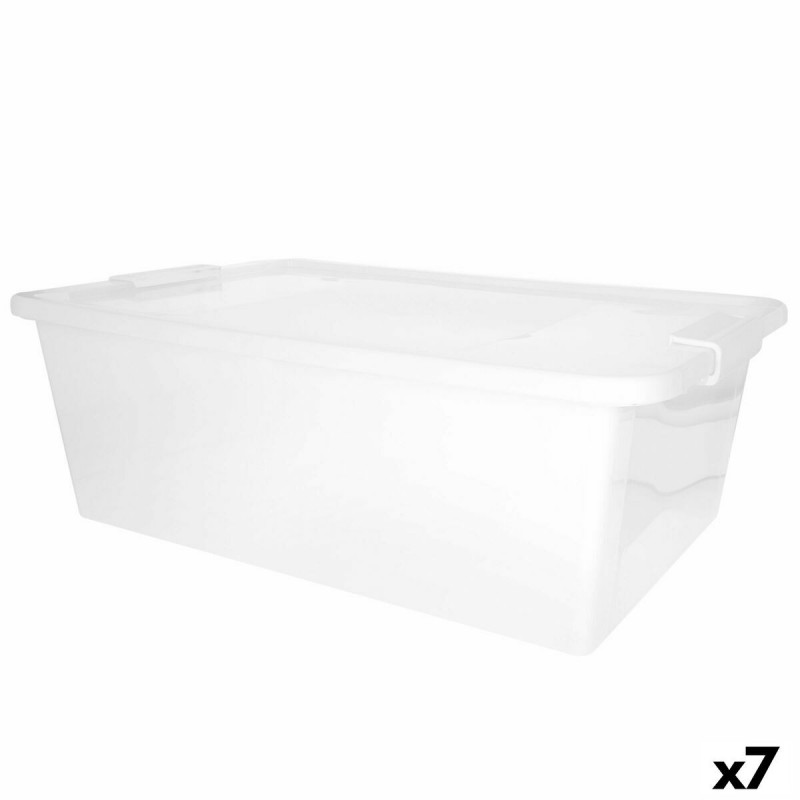 Scatola portaoggetti con coperchio Curver Bianco Plastica 26 L 55 x 19 x 35 cm (7 Unità)