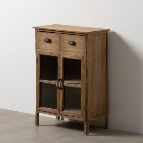 Mobile Aggiuntivo Naturale Cristallo Legno di abete 64 x 37 x 92,5 cm