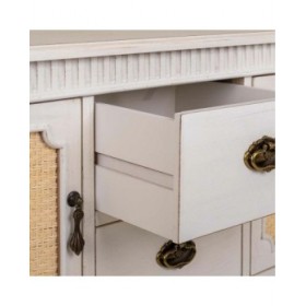 Credenza Alexandra House Living Bianco Rattan Legno di abete 36 x 82 x 108 cm