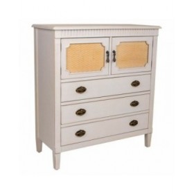 Cassettiera Alexandra House Living Bianco Rattan Legno di abete Legno MDF 36 x 90 x 82 cm