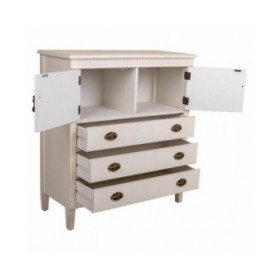 Cassettiera Alexandra House Living Bianco Rattan Legno di abete Legno MDF 36 x 90 x 82 cm