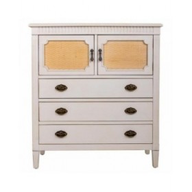 Cassettiera Alexandra House Living Bianco Rattan Legno di abete Legno MDF 36 x 90 x 82 cm