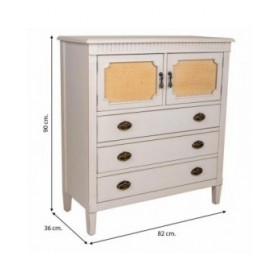 Cassettiera Alexandra House Living Bianco Rattan Legno di abete Legno MDF 36 x 90 x 82 cm
