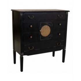 Cassettiera Alexandra House Living Nero Rattan Legno di abete Legno MDF 38 x 90 x 85 cm