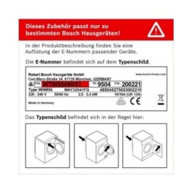 Busta per il Bucato BOSCH WTZ11400 Bianco