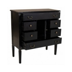 Cassettiera Alexandra House Living Nero Rattan Legno di abete Legno MDF 38 x 90 x 85 cm