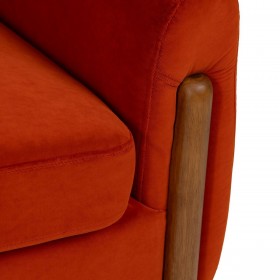 Poltrona Rosso Naturale Legno d'albero della gomma Foam Tessuto 82 x 77 x 74 cm