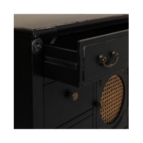Cassettiera Alexandra House Living Nero Rattan Legno di abete Legno MDF 38 x 90 x 85 cm