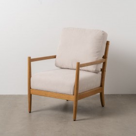 Poltrona Beige Naturale Legno d'albero della gomma Legno MDF Foam 100 % poliestere 65 x 71 x 88 cm