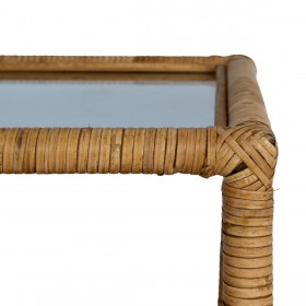 Tavolino da Caffè Beige Cristallo Rattan 90 x 40 x 42 cm