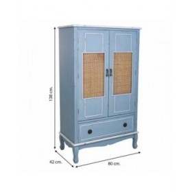 Armadio Alexandra House Living Azzurro Rattan Legno di abete Legno MDF 42 x 138 x 80 cm