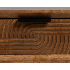 Tavolino da Caffè LAGOM Nero Naturale Ferro Legno d'albero della gomma 150 x 40 x 50 cm
