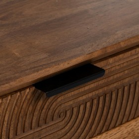 Tavolino da Caffè LAGOM Nero Naturale Ferro Legno d'albero della gomma 150 x 40 x 50 cm