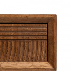 Tavolino da Caffè LAGOM Nero Naturale Ferro Legno d'albero della gomma 150 x 40 x 50 cm