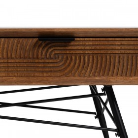 Tavolino da Caffè LAGOM Nero Naturale Ferro Legno d'albero della gomma 120 x 60 x 40 cm