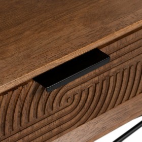 Tavolino da Caffè LAGOM Nero Naturale Ferro Legno d'albero della gomma 120 x 60 x 40 cm
