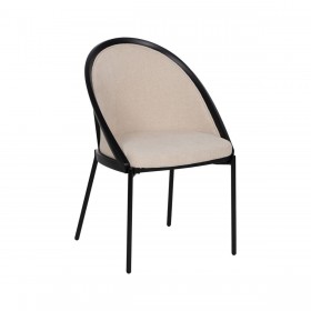 Sedia da Sala da Pranzo Nero Beige 54 x 47,5 x 82,3 cm