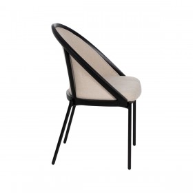 Sedia da Sala da Pranzo Nero Beige 54 x 47,5 x 82,3 cm