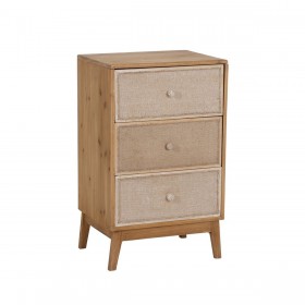 Comodino GEREL Naturale Legno di abete Legno MDF Fibra naturale 46 x 37 x 76 cm