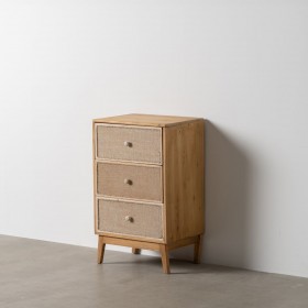 Comodino GEREL Naturale Legno di abete Legno MDF Fibra naturale 46 x 37 x 76 cm