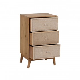 Comodino GEREL Naturale Legno di abete Legno MDF Fibra naturale 46 x 37 x 76 cm