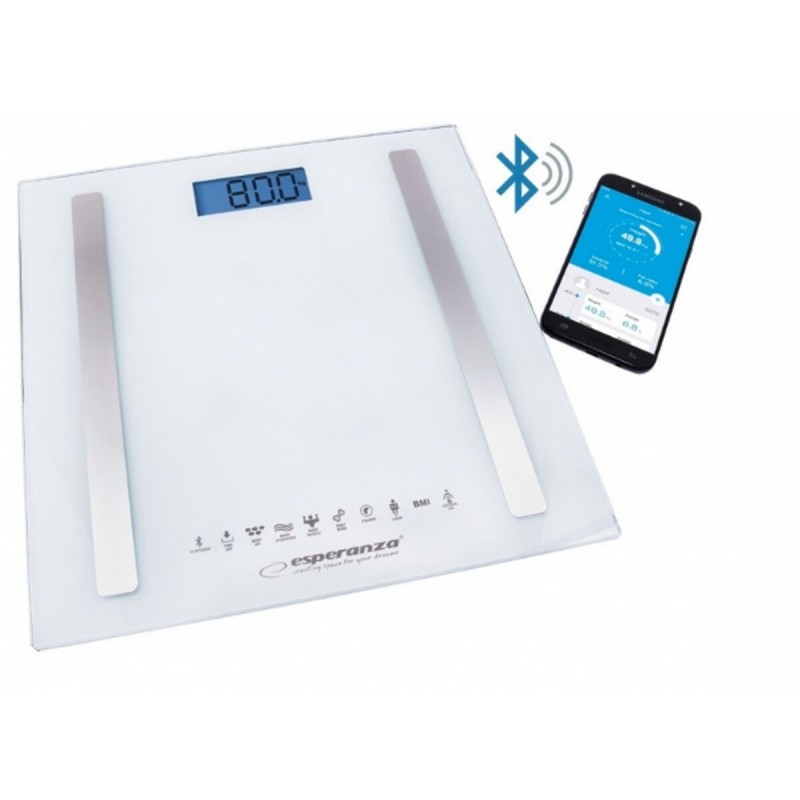 Bilancia Digitale da Bagno Esperanza EBS016W Bianco Vetro Vetro Temperato Vetro temperato (1 Pezzi)