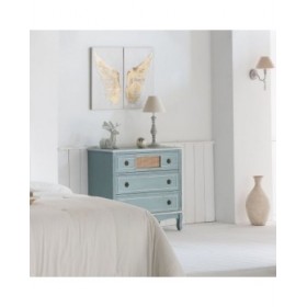 Cassettiera Alexandra House Living Azzurro Rattan Legno di abete Legno MDF 38 x 80 x 90 cm