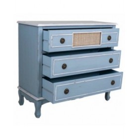 Cassettiera Alexandra House Living Azzurro Rattan Legno di abete Legno MDF 38 x 80 x 90 cm