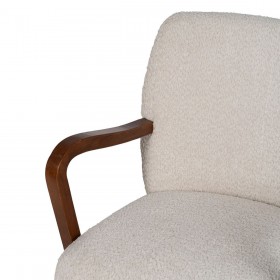 Poltrona Beige Naturale Poliestere Legno d'albero della gomma Spugna 56 x 56 x 78 cm