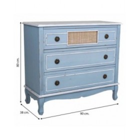 Cassettiera Alexandra House Living Azzurro Rattan Legno di abete Legno MDF 38 x 80 x 90 cm