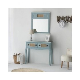 Specchio da parete Alexandra House Living Azzurro 3 x 76 x 70 cm Rettangolare