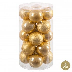 Palle di Natale Oro Dorato Plastica Ø 6 cm 14,5 x 14,5 x 26 cm (20 Unità)