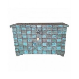 Baule Alexandra House Living Azzurro Ferro Acacia Legno di mango 46 x 86 x 130 cm