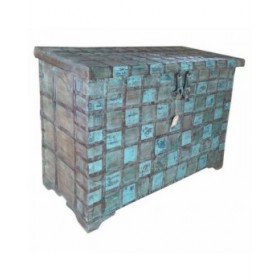 Baule Alexandra House Living Azzurro Ferro Acacia Legno di mango 46 x 86 x 130 cm