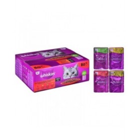 Cibo per gatti Whiskas Classic Meals Pollo Carne di vitello Agnello Uccelli 80 x 85 g