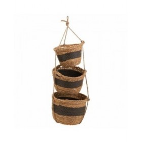 Set di Cesti Alexandra House Living Nero Fibra naturale 26 x 19 x 26 cm 22 x 16,5 x 22 cm 18 x 14,5 x 18 cm Riattaccare 3 Pezzi