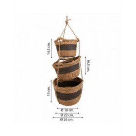 Set di Cesti Alexandra House Living Nero Fibra naturale 26 x 19 x 26 cm 22 x 16,5 x 22 cm 18 x 14,5 x 18 cm Riattaccare 3 Pezzi