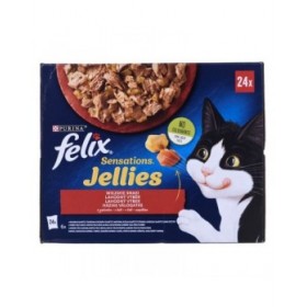 Cibo per gatti Purina Pollo Carne di vitello Agnello Anatra 24 x 85 g