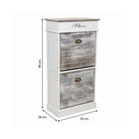 Scarpiera Alexandra House Living Bianco 28 x 98 x 50 cm 2 cassetti