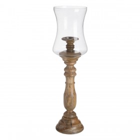 Portacandele Naturale Legno Cristallo 20 x 20 x 76 cm