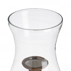 Portacandele Naturale Legno Cristallo 20 x 20 x 76 cm