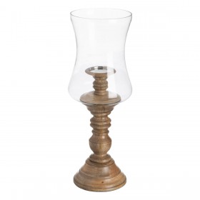 Portacandele Naturale Legno Cristallo 20 x 20 x 57 cm